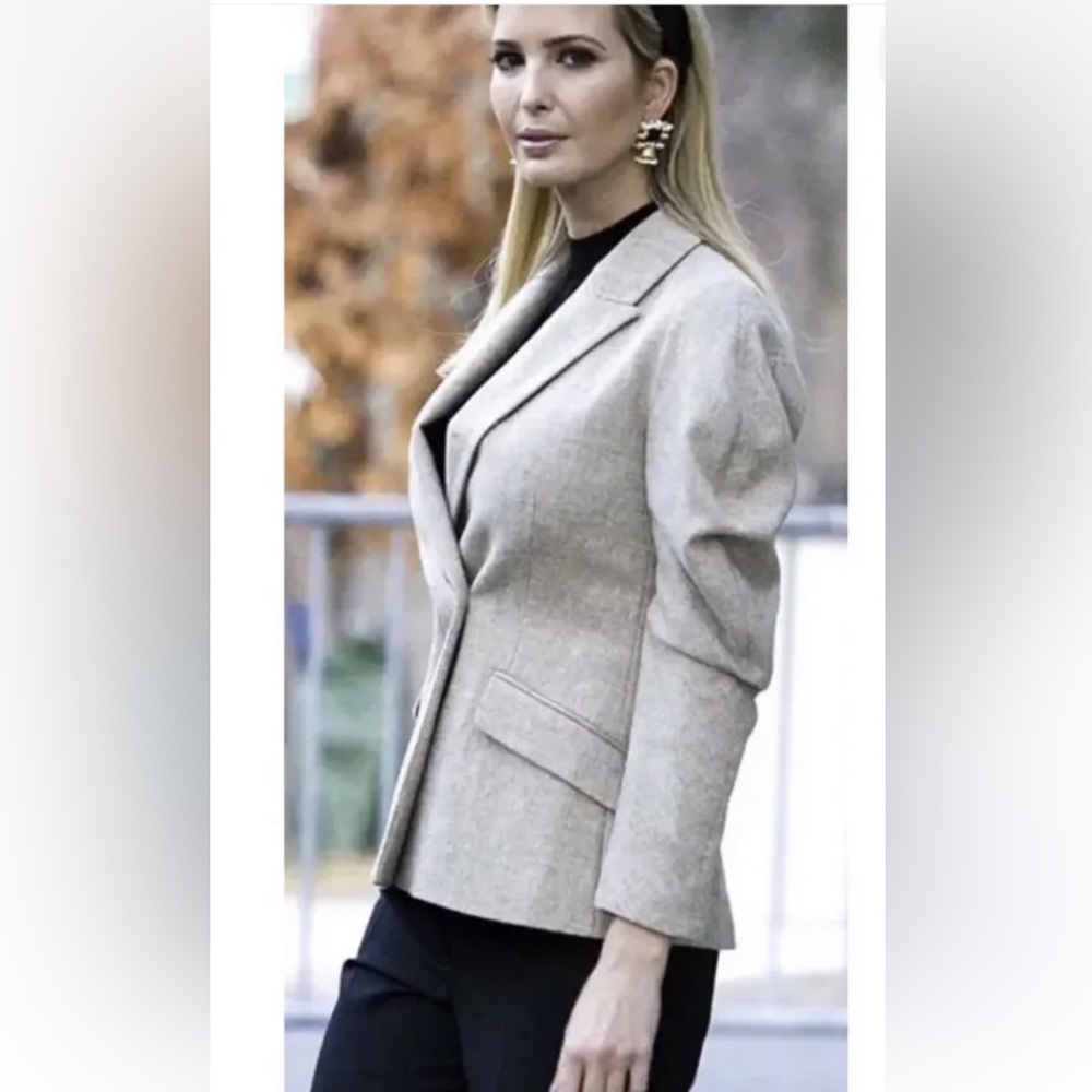 ZARA WOMEN’S PUFF SLEEVES WOOL CREAM BLAZER SIZE S.